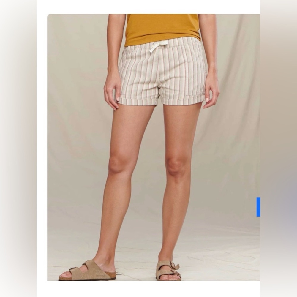 Toad&Co Neutral Multi-Stripe Cotton Drawstring Pull On Relaxed Fit Shorts Size S